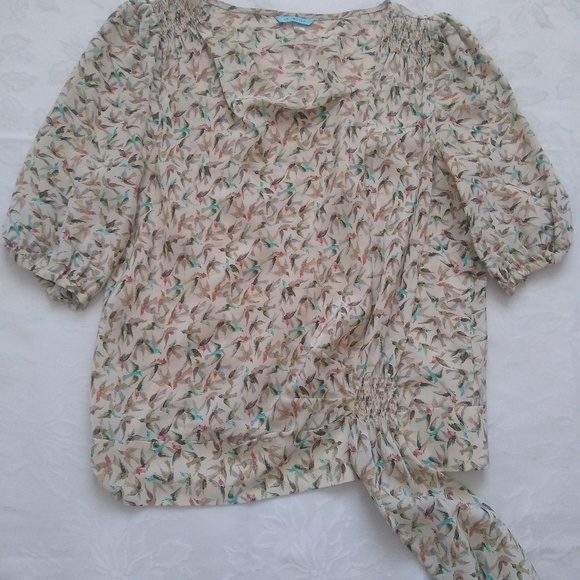 Anthropologie silk blouse puff sleeve Waist Tie - Picture 2 of 3